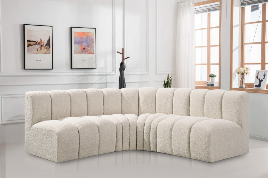 Arc Boucle Fabric 4pc. Sectional Cream - 102Cream-S4B - Vega Furniture