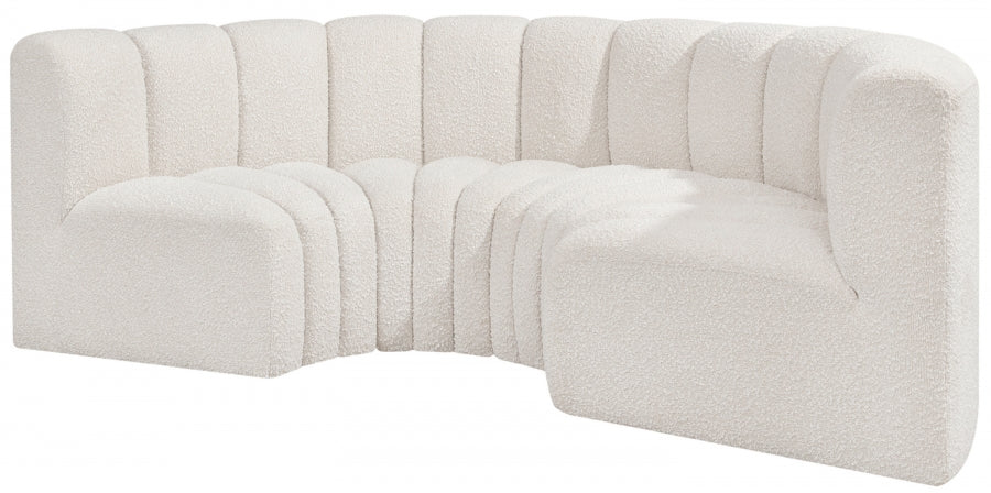 Arc Boucle Fabric 4pc. Sectional Cream - 102Cream-S4C - Vega Furniture