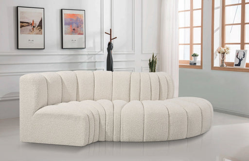 Arc Boucle Fabric 4pc. Sectional Cream - 102Cream-S4D - Vega Furniture