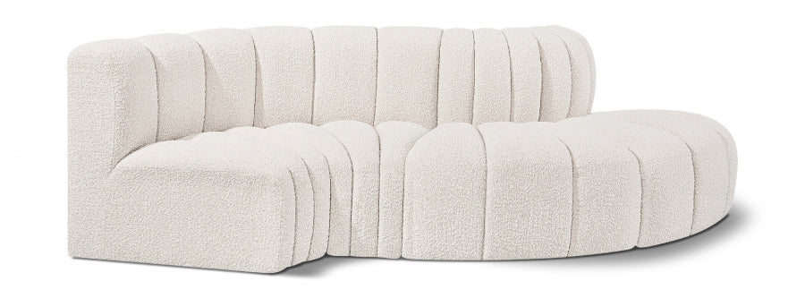 Arc Boucle Fabric 4pc. Sectional Cream - 102Cream-S4D - Vega Furniture