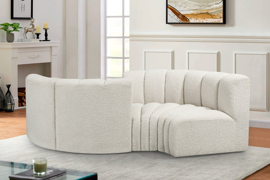 Arc Boucle Fabric 4pc. Sectional Cream - 102Cream-S4F - Vega Furniture