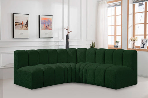 Arc Boucle Fabric 4pc. Sectional Green - 102Green-S4B - Vega Furniture