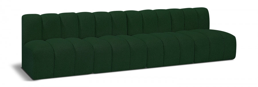 Arc Boucle Fabric 4pc. Sectional Green - 102Green-S4E - Vega Furniture