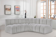 Arc Boucle Fabric 4pc. Sectional Grey - 102Grey-S4B - Vega Furniture