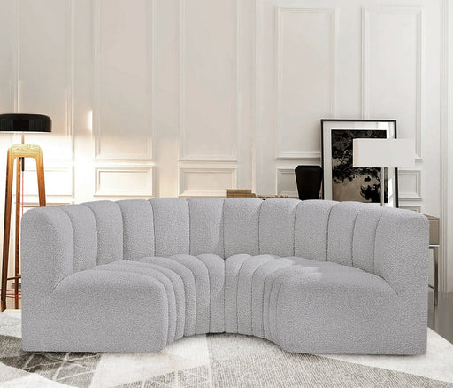 Arc Boucle Fabric 4pc. Sectional Grey - 102Grey-S4C - Vega Furniture