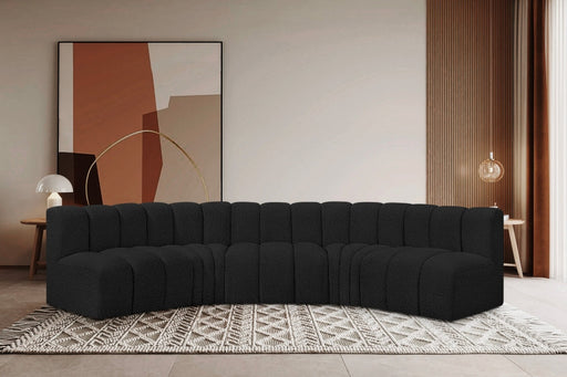 Arc Boucle Fabric 5pc. Sectional Black - 102Black-S5A - Vega Furniture