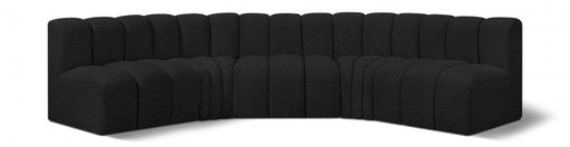 Arc Boucle Fabric 5pc. Sectional Black - 102Black-S5A - Vega Furniture