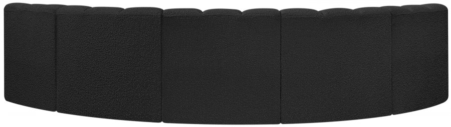 Arc Boucle Fabric 5pc. Sectional Black - 102Black-S5A - Vega Furniture