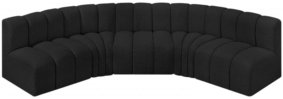 Arc Boucle Fabric 5pc. Sectional Black - 102Black-S5A - Vega Furniture