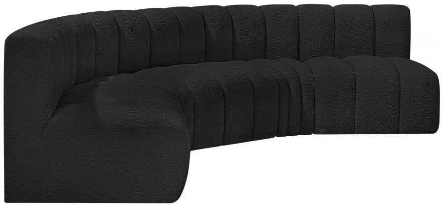 Arc Boucle Fabric 5pc. Sectional Black - 102Black-S5A - Vega Furniture