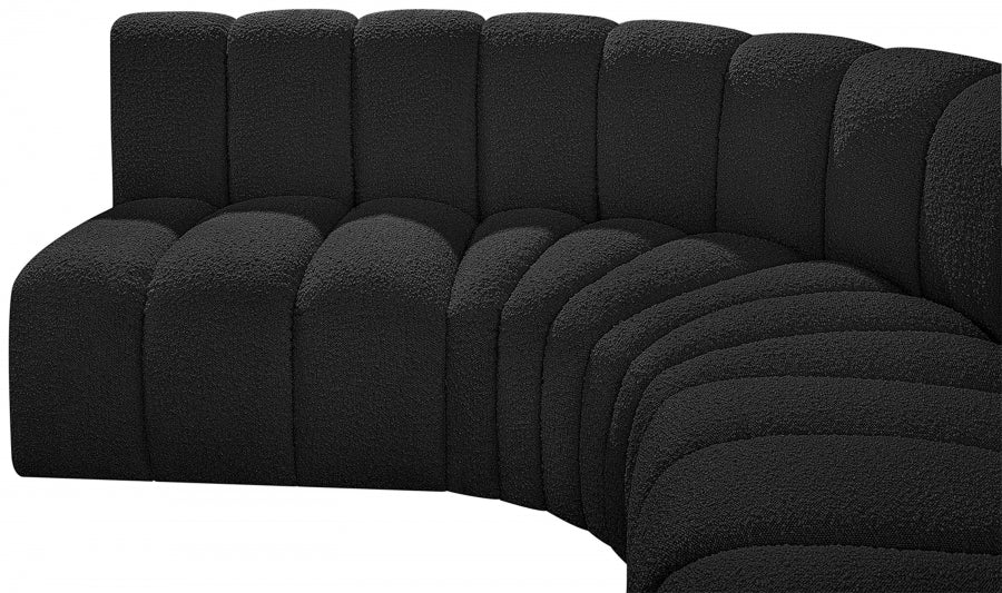 Arc Boucle Fabric 5pc. Sectional Black - 102Black-S5A - Vega Furniture