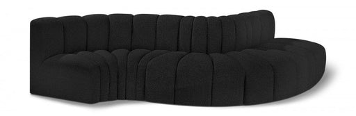 Arc Boucle Fabric 5pc. Sectional Black - 102Black-S5B - Vega Furniture