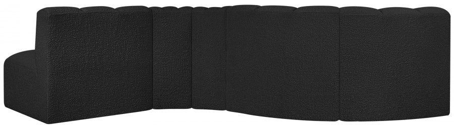 Arc Boucle Fabric 5pc. Sectional Black - 102Black-S5B - Vega Furniture