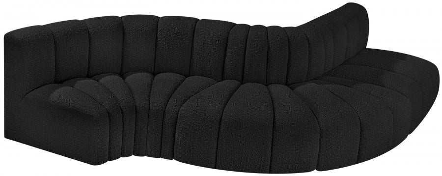 Arc Boucle Fabric 5pc. Sectional Black - 102Black-S5B - Vega Furniture