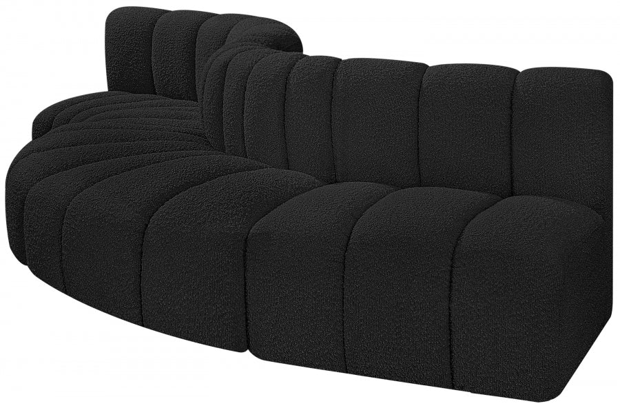 Arc Boucle Fabric 5pc. Sectional Black - 102Black-S5B - Vega Furniture