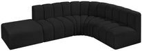 Arc Boucle Fabric 5pc. Sectional Black - 102Black-S5C - Vega Furniture