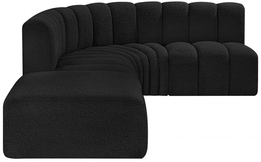Arc Boucle Fabric 5pc. Sectional Black - 102Black-S5C - Vega Furniture