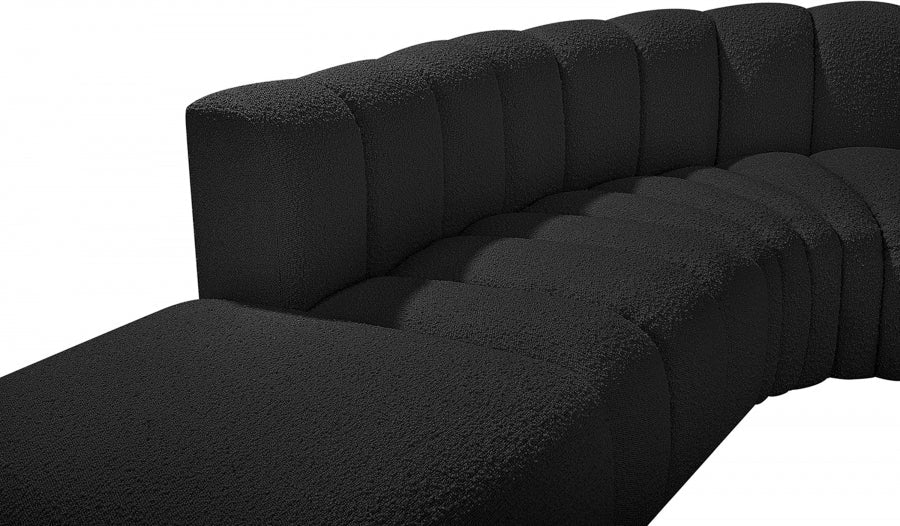 Arc Boucle Fabric 5pc. Sectional Black - 102Black-S5C - Vega Furniture