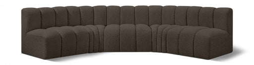 Arc Boucle Fabric 5pc. Sectional Brown - 102Brown-S5A - Vega Furniture