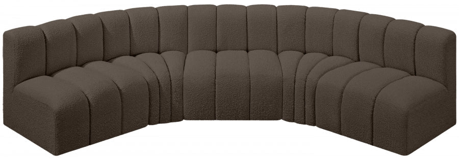 Arc Boucle Fabric 5pc. Sectional Brown - 102Brown-S5A - Vega Furniture