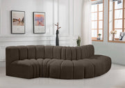 Arc Boucle Fabric 5pc. Sectional Brown - 102Brown-S5B - Vega Furniture