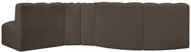 Arc Boucle Fabric 5pc. Sectional Brown - 102Brown-S5B - Vega Furniture