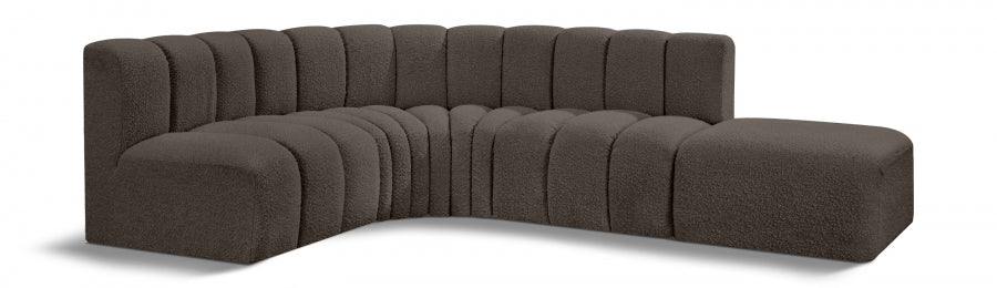 Arc Boucle Fabric 5pc. Sectional Brown - 102Brown-S5C - Vega Furniture