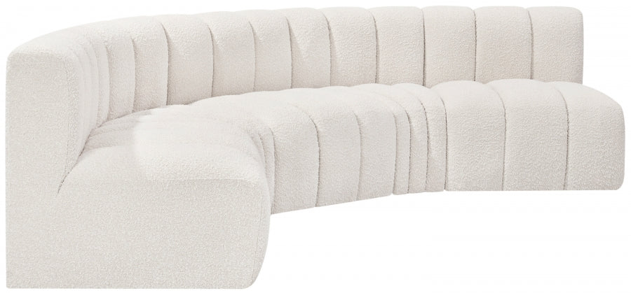 Arc Boucle Fabric 5pc. Sectional Cream - 102Cream-S5A - Vega Furniture