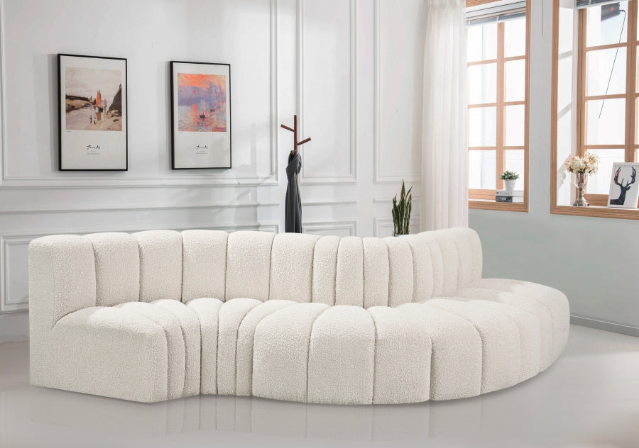 Arc Boucle Fabric 5pc. Sectional Cream - 102Cream-S5B - Vega Furniture