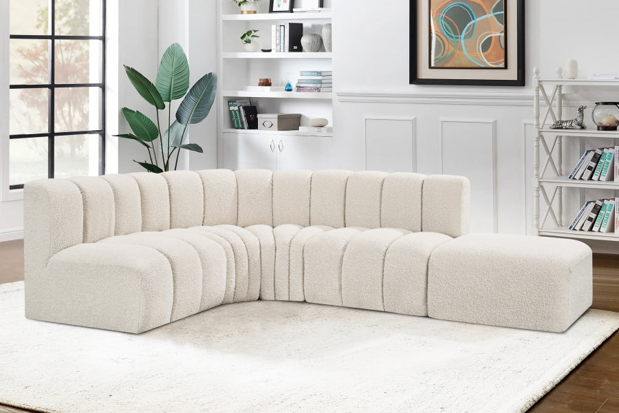 Arc Boucle Fabric 5pc. Sectional Cream - 102Cream-S5C - Vega Furniture