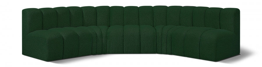 Arc Boucle Fabric 5pc. Sectional Green - 102Green-S5A - Vega Furniture
