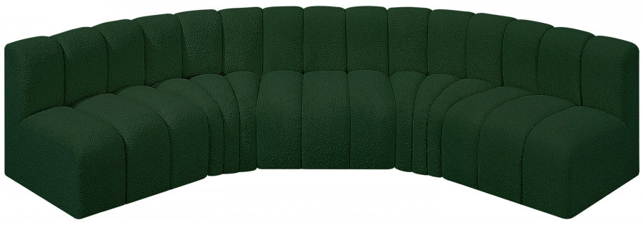 Arc Boucle Fabric 5pc. Sectional Green - 102Green-S5A - Vega Furniture