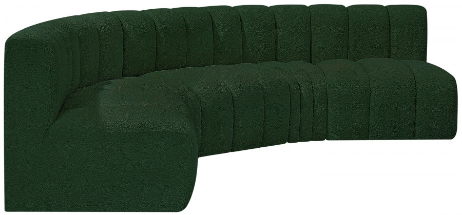 Arc Boucle Fabric 5pc. Sectional Green - 102Green-S5A - Vega Furniture