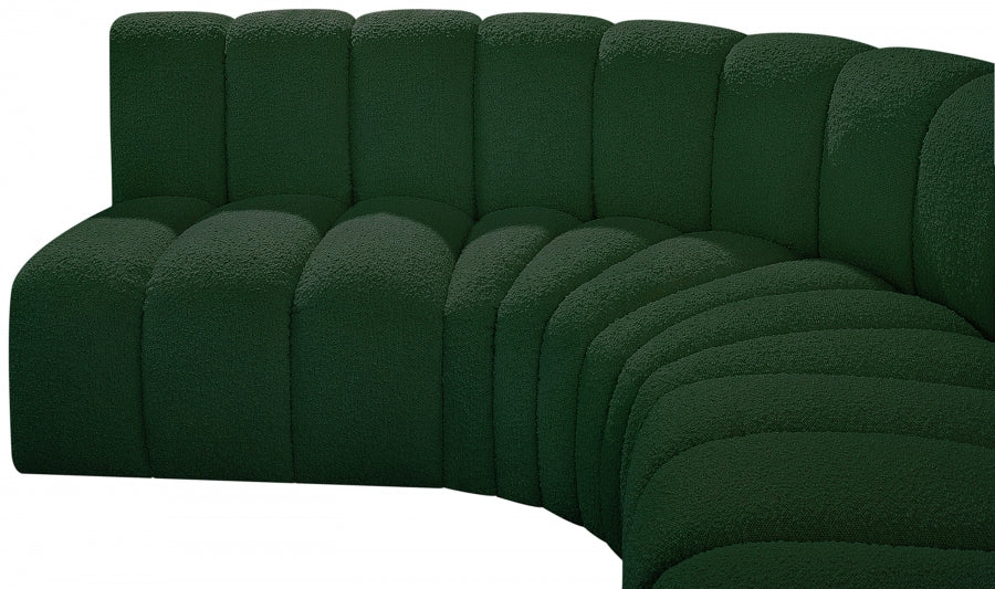 Arc Boucle Fabric 5pc. Sectional Green - 102Green-S5A - Vega Furniture