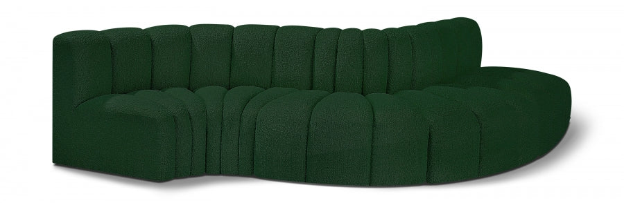 Arc Boucle Fabric 5pc. Sectional Green - 102Green-S5B - Vega Furniture