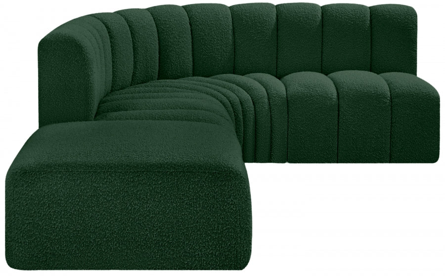 Arc Boucle Fabric 5pc. Sectional Green - 102Green-S5C - Vega Furniture