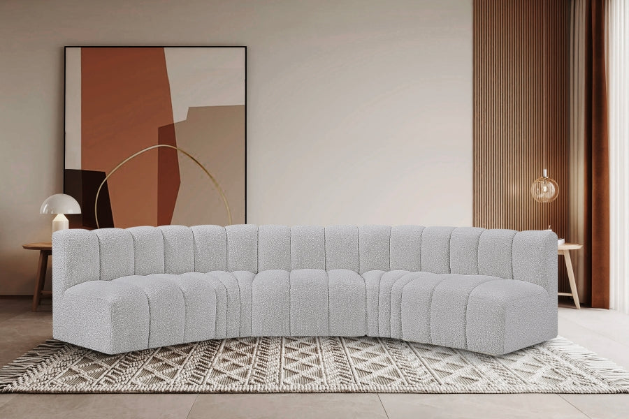Arc Boucle Fabric 5pc. Sectional Grey - 102Grey-S5A - Vega Furniture