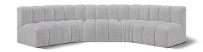 Arc Boucle Fabric 5pc. Sectional Grey - 102Grey-S5A - Vega Furniture