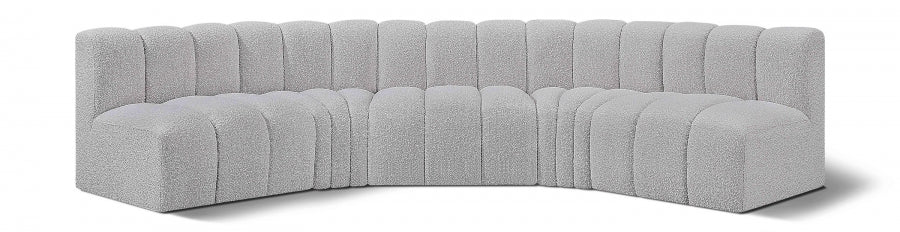 Arc Boucle Fabric 5pc. Sectional Grey - 102Grey-S5A - Vega Furniture