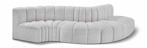 Arc Boucle Fabric 5pc. Sectional Grey - 102Grey-S5B - Vega Furniture