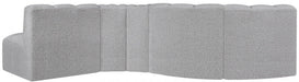 Arc Boucle Fabric 5pc. Sectional Grey - 102Grey-S5B - Vega Furniture