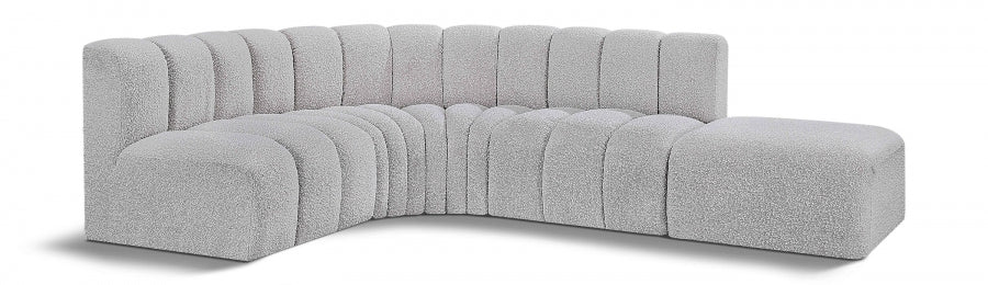 Arc Boucle Fabric 5pc. Sectional Grey - 102Grey-S5C - Vega Furniture