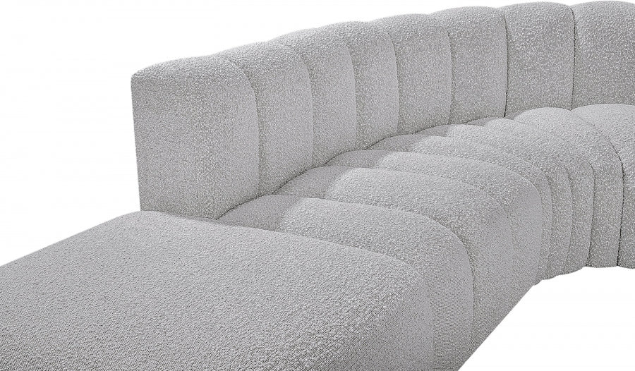 Arc Boucle Fabric 5pc. Sectional Grey - 102Grey-S5C - Vega Furniture