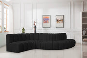 Arc Boucle Fabric 6pc. Sectional Black - 102Black-S6A - Vega Furniture