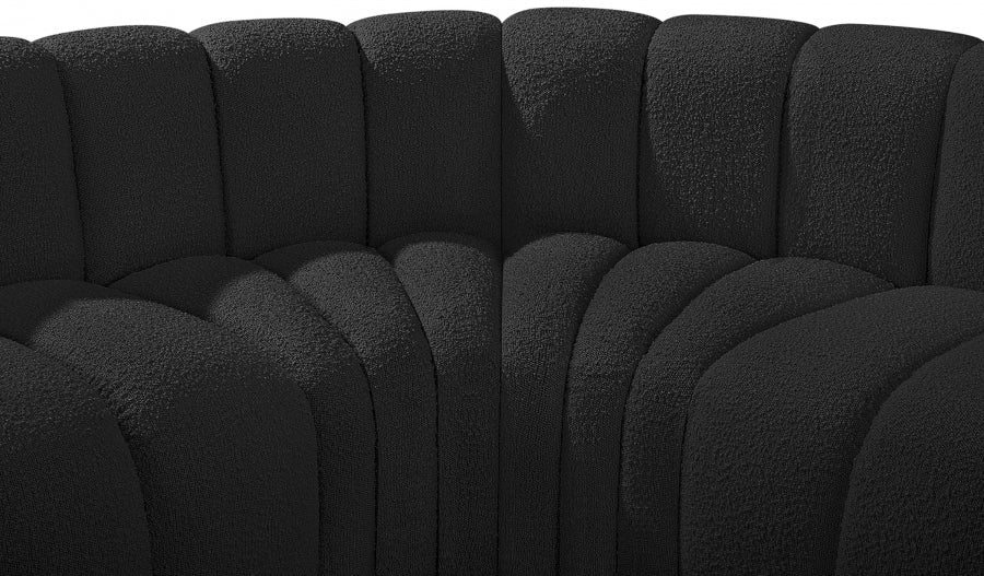 Arc Boucle Fabric 6pc. Sectional Black - 102Black-S6A - Vega Furniture