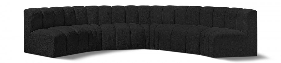 Arc Boucle Fabric 6pc. Sectional Black - 102Black-S6B - Vega Furniture