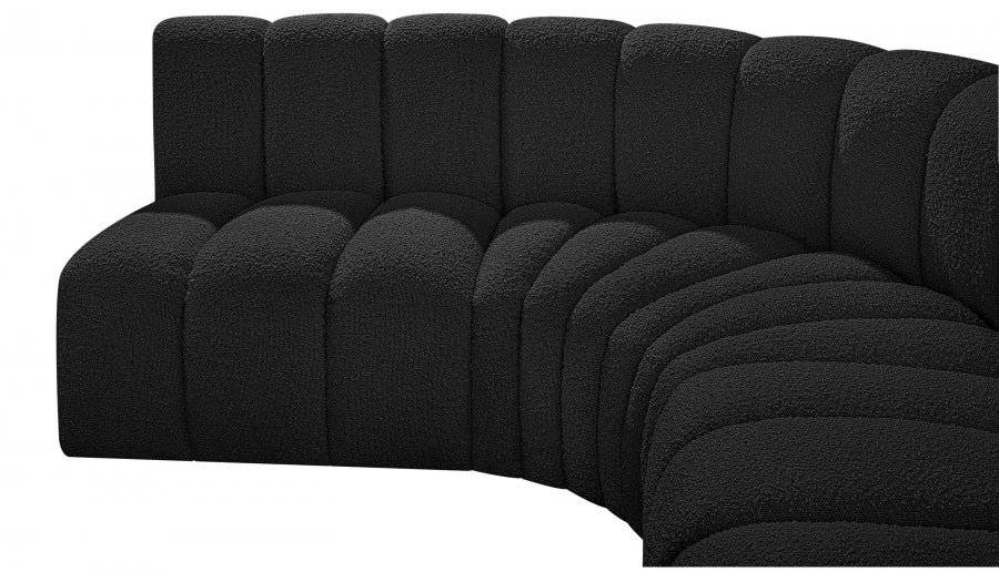 Arc Boucle Fabric 6pc. Sectional Black - 102Black-S6B - Vega Furniture