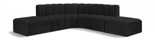 Arc Boucle Fabric 6pc. Sectional Black - 102Black-S6C - Vega Furniture