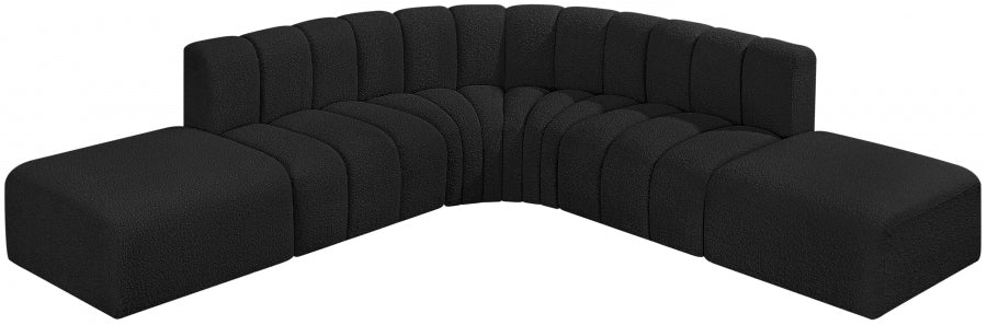 Arc Boucle Fabric 6pc. Sectional Black - 102Black-S6C - Vega Furniture