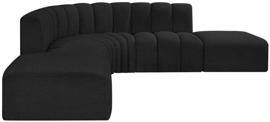 Arc Boucle Fabric 6pc. Sectional Black - 102Black-S6C - Vega Furniture